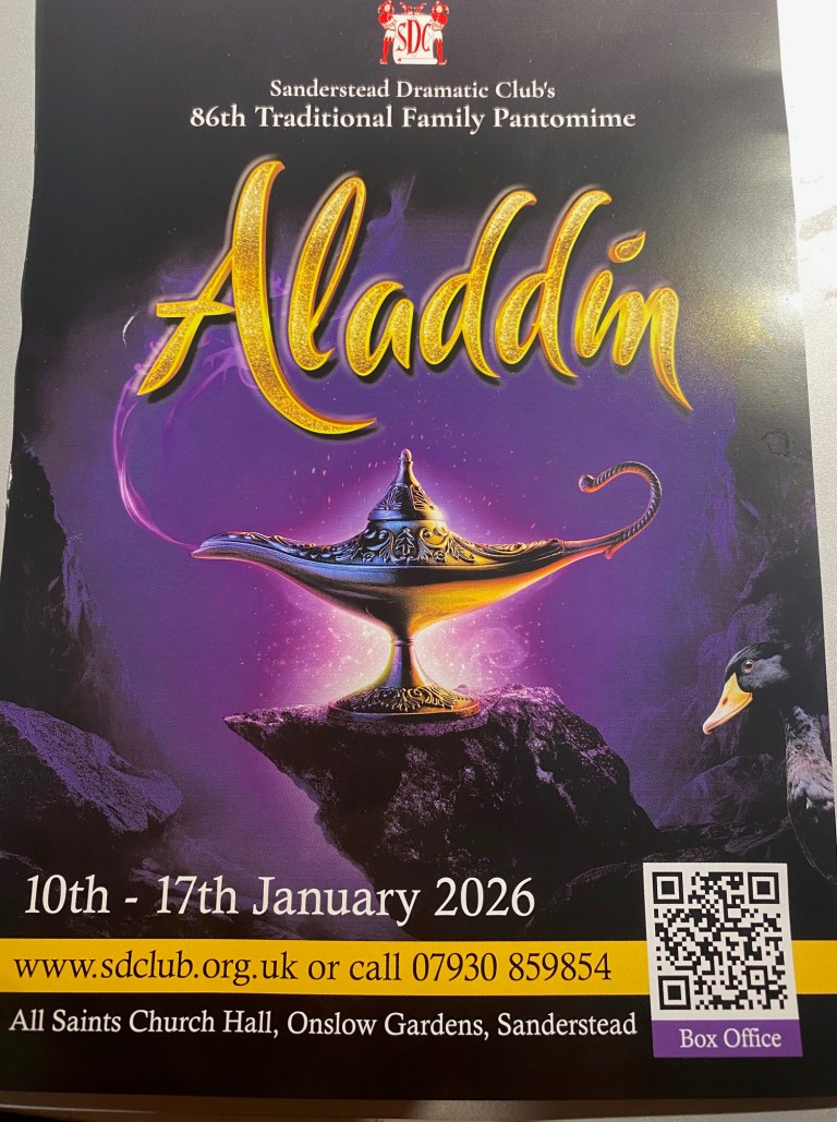 Sanderstead Sign Aladdin – Sanderstead Dramatic Club – January 2026 – Sanderstead ...