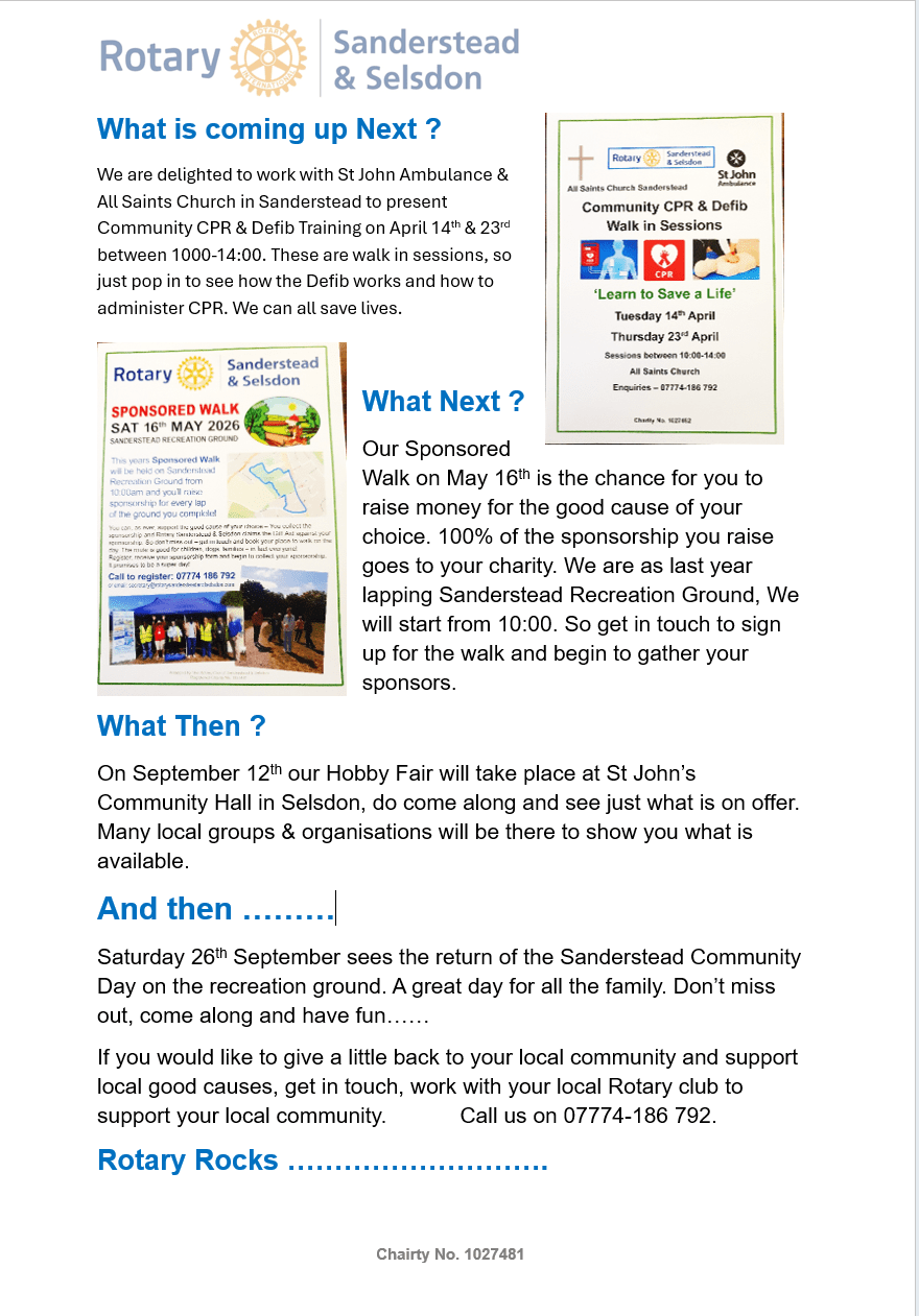 Rotary Events this Summer